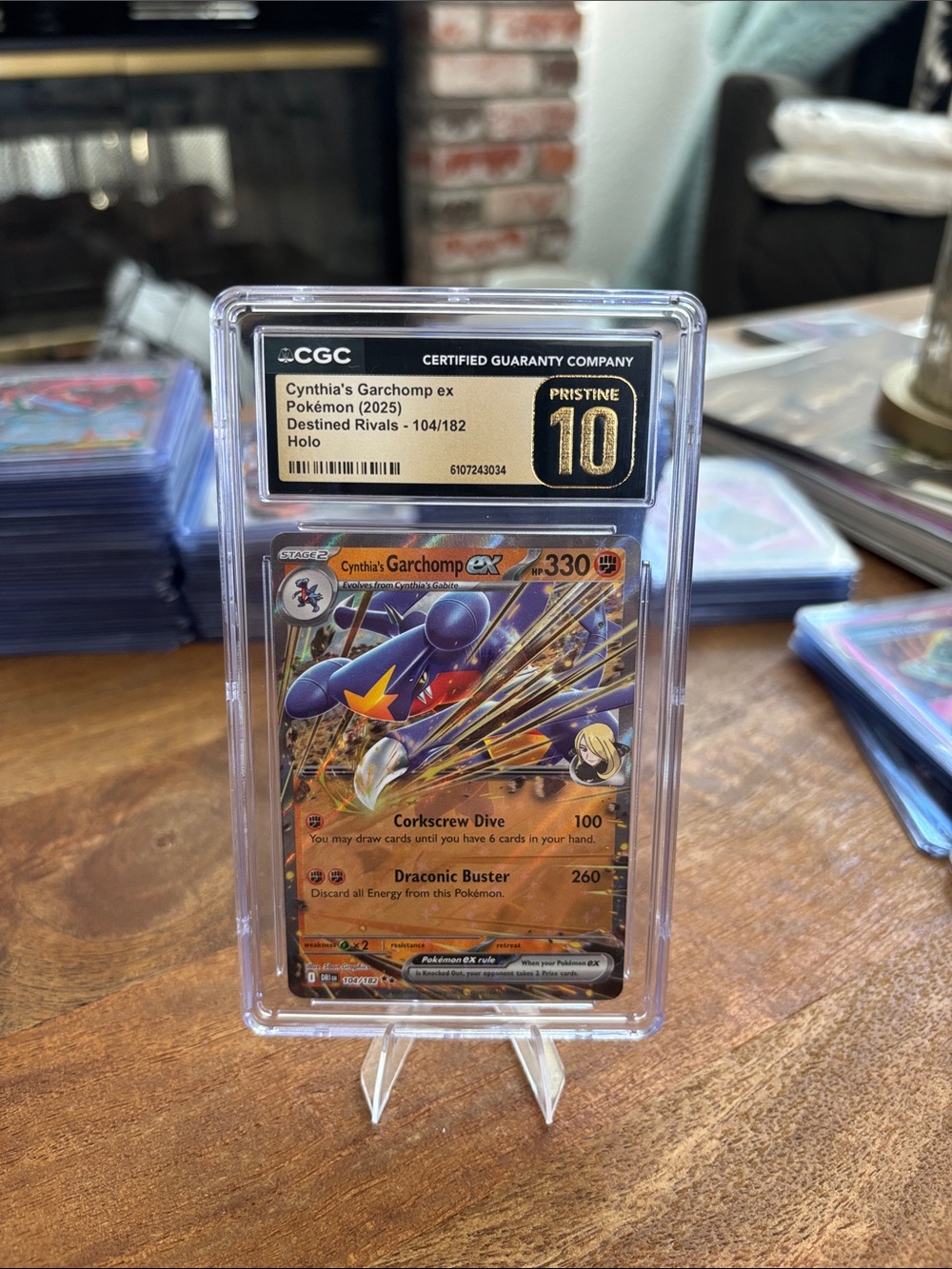CGC Pristine 10 Cynthia's Garchomp EX Holo Pokemon Destined Rivals 104/182